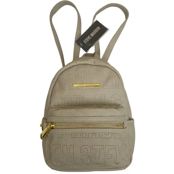 Steve Madden Ivory Mini Backpack with Gold Chain Steve Madden Mini Backpack Lilac, Ivory, Olive FINAL SALE  main image 3